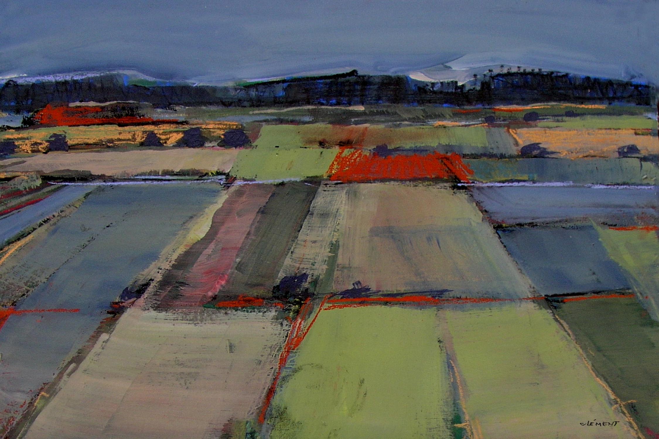 Pastel Field IV by Jacques Clement on GIANT ART - blue landscape