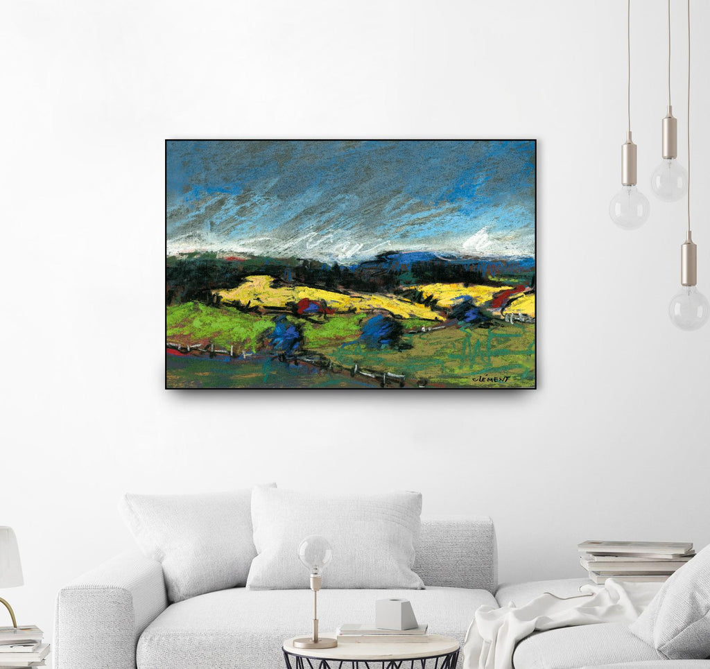 Paysage au pastel II par Jacques Clement sur GIANT ART - paysage bleu