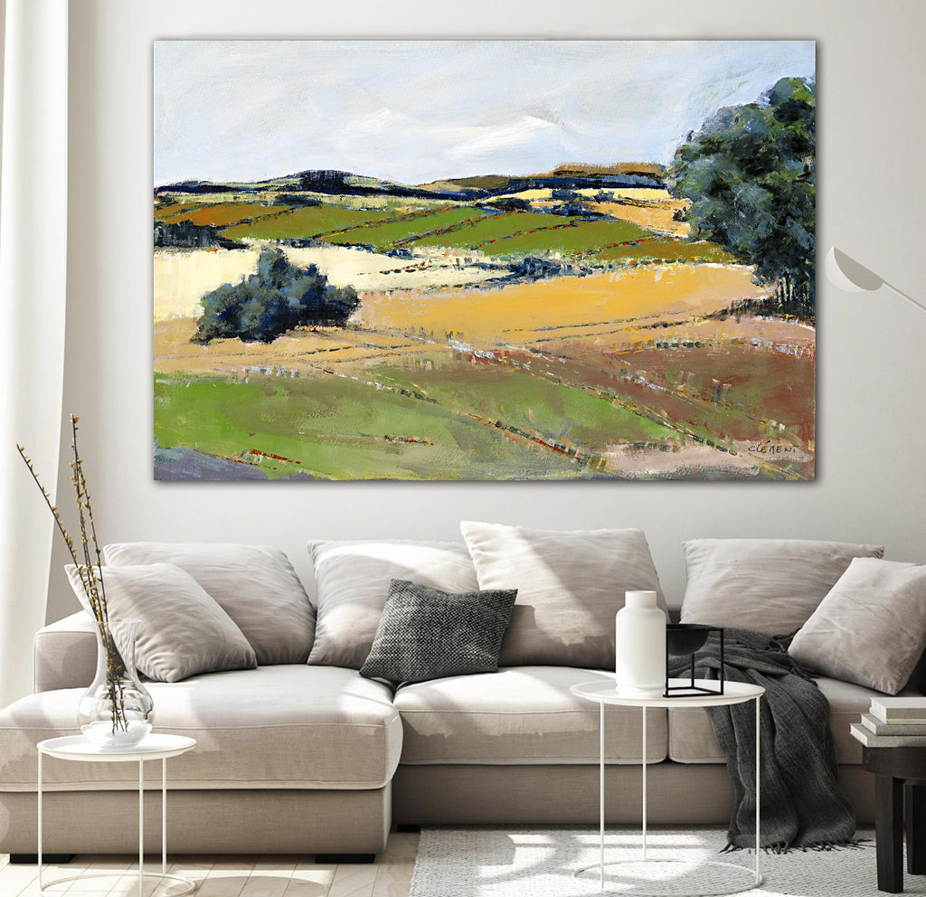 Paysage coloré IV par Jacques Clement sur GIANT ART - paysage jaune