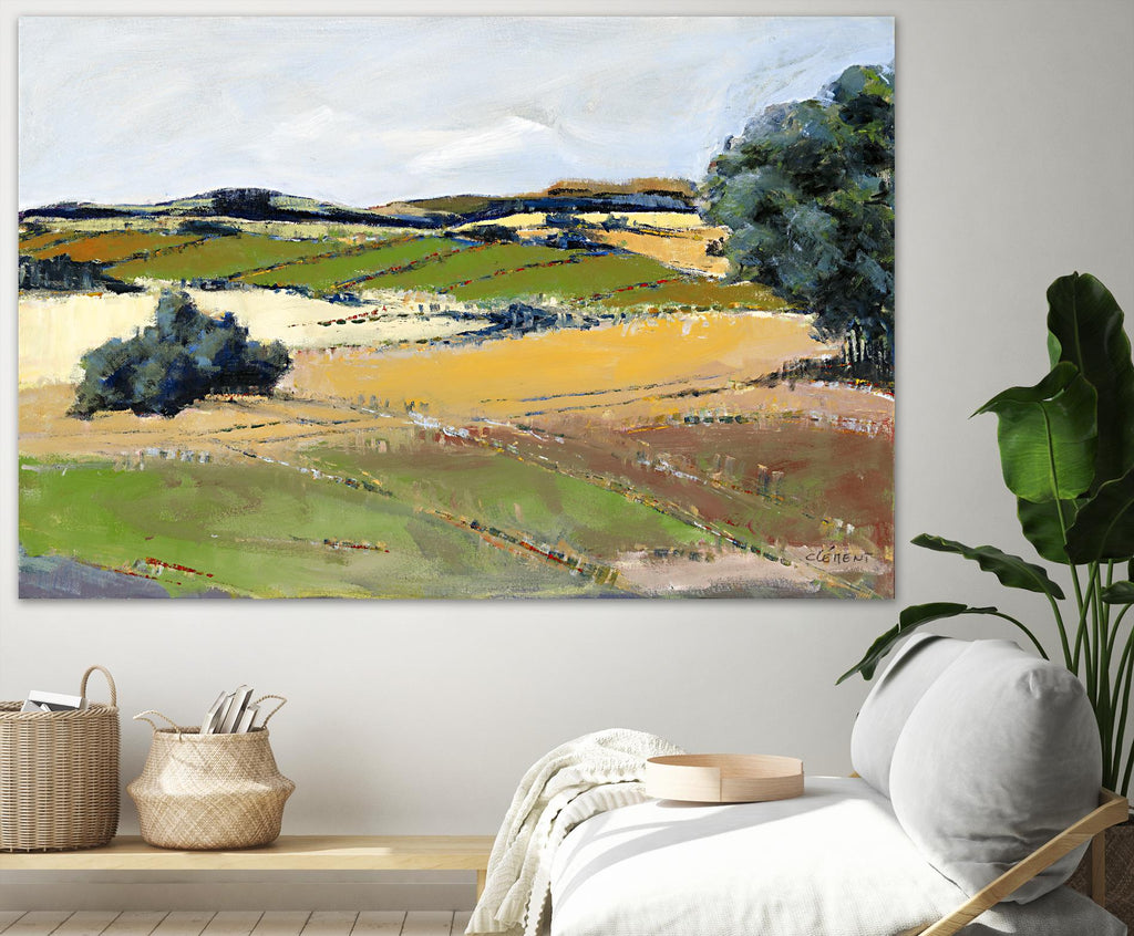 Paysage coloré IV par Jacques Clement sur GIANT ART - paysage jaune