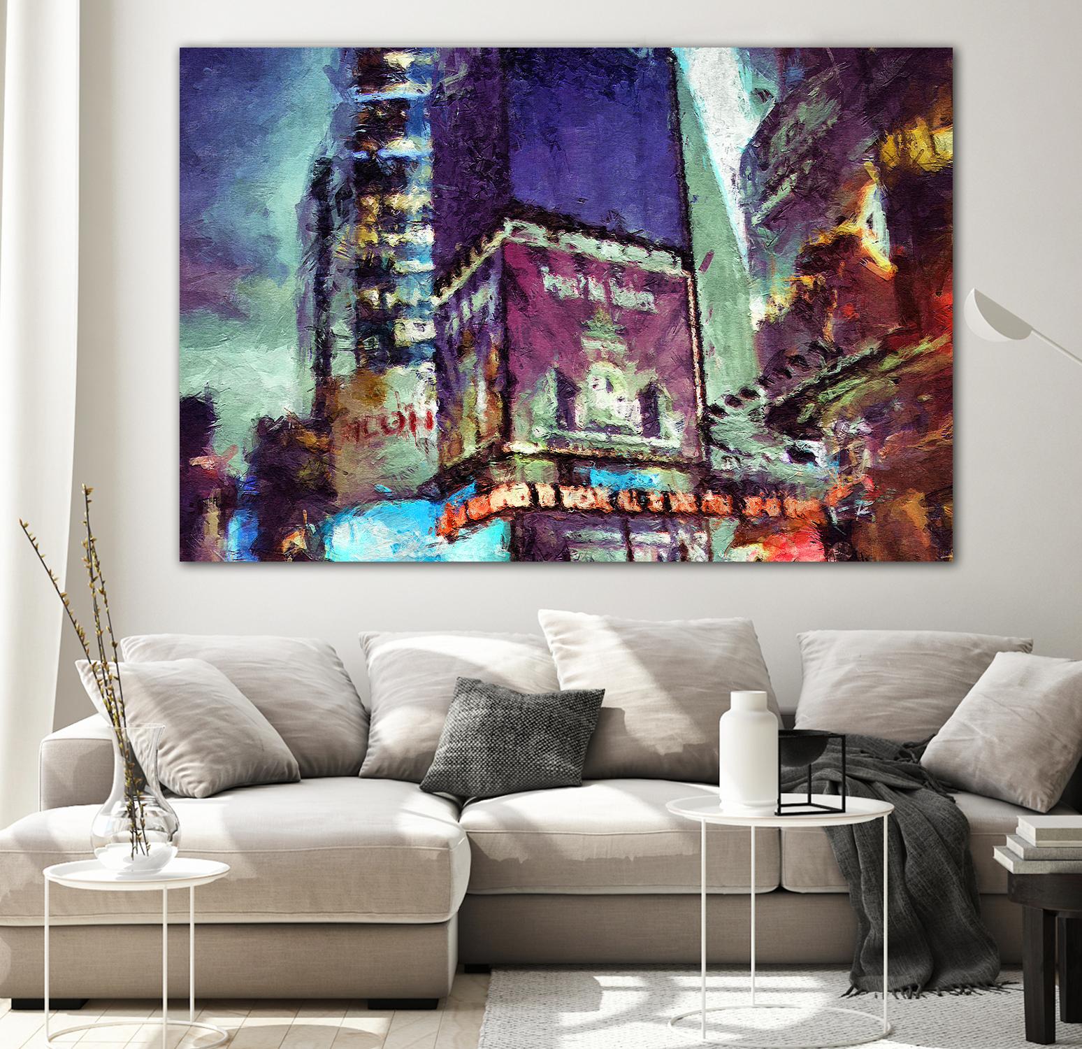 Painted City V by Jean-François Dupuis on GIANT ART - pink architecture new-york