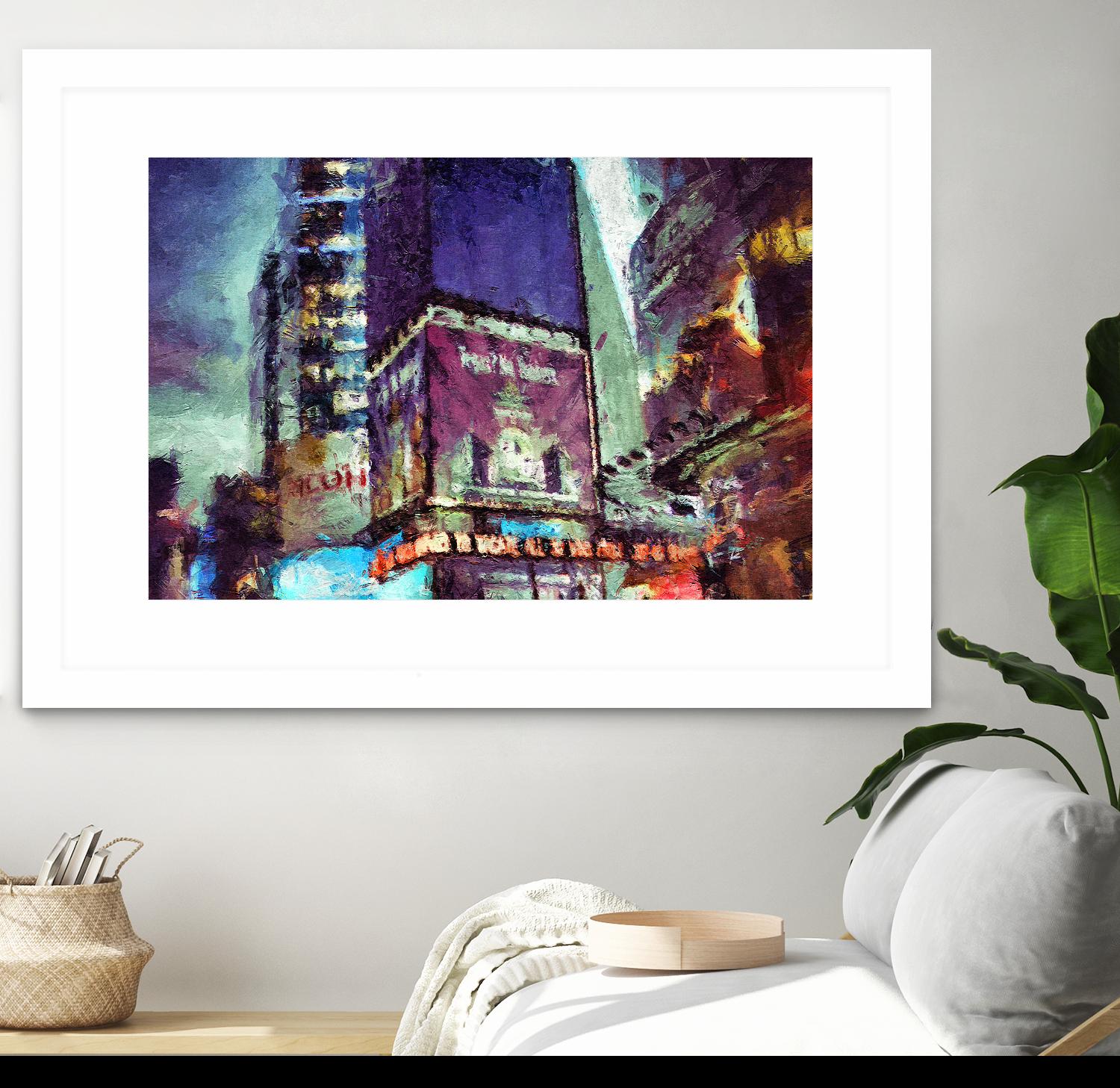 Painted City V by Jean-François Dupuis on GIANT ART - pink architecture new-york