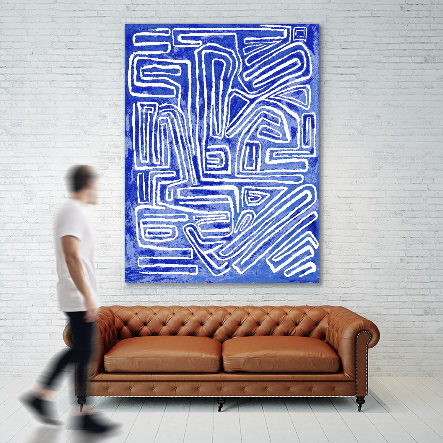 Centric - Cobalt-20 by Lori Dubois on GIANT ART - blue linear ton sur ton