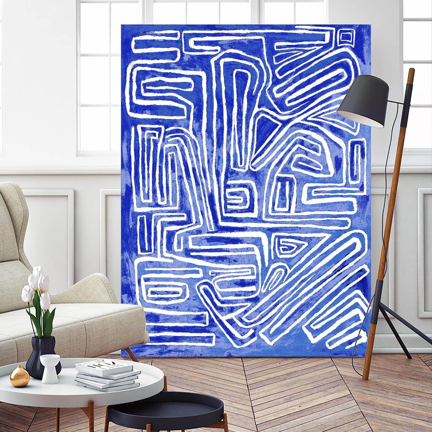 Centric - Cobalt-20 by Lori Dubois on GIANT ART - blue linear ton sur ton