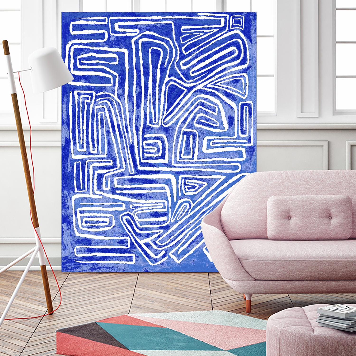 Centric - Cobalt-20 by Lori Dubois on GIANT ART - blue linear ton sur ton