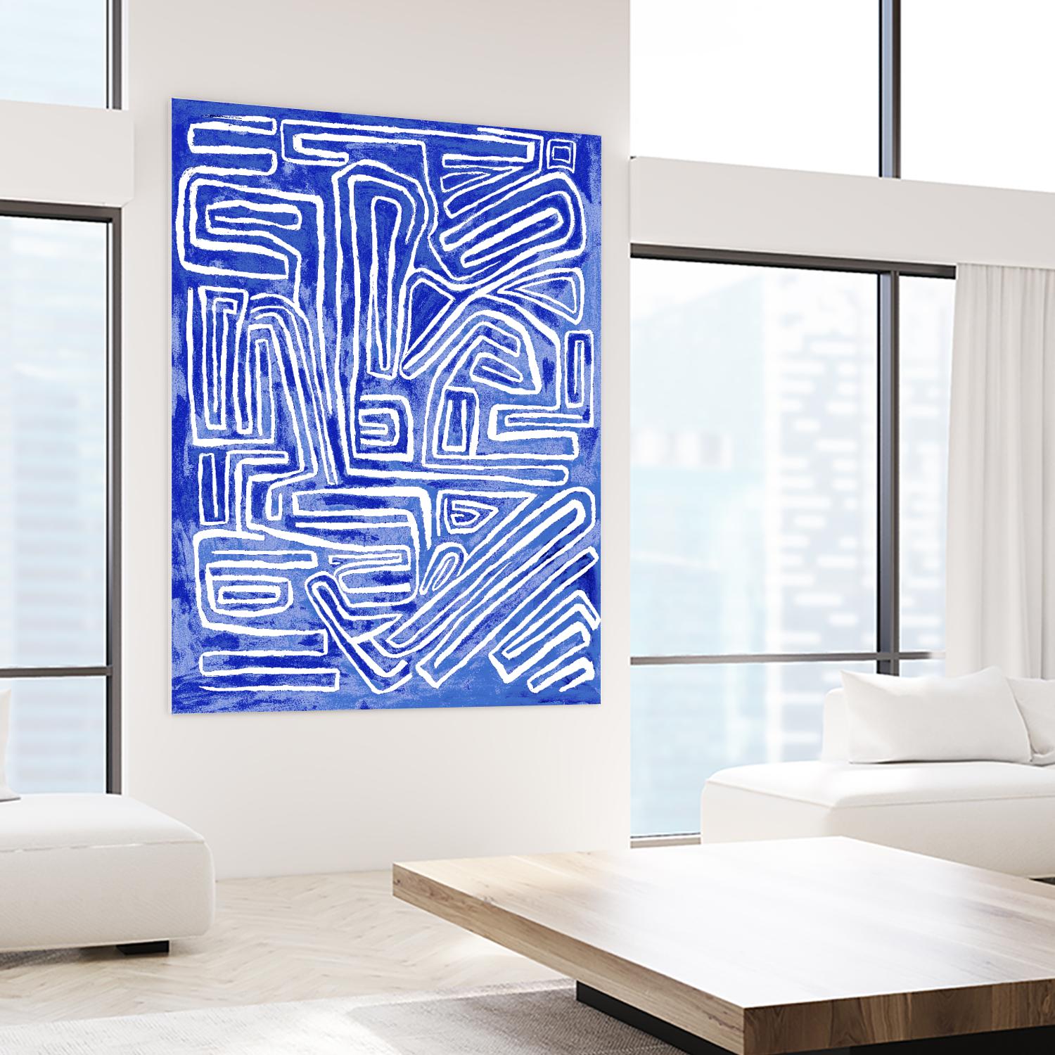 Centric - Cobalt-20 by Lori Dubois on GIANT ART - blue linear ton sur ton