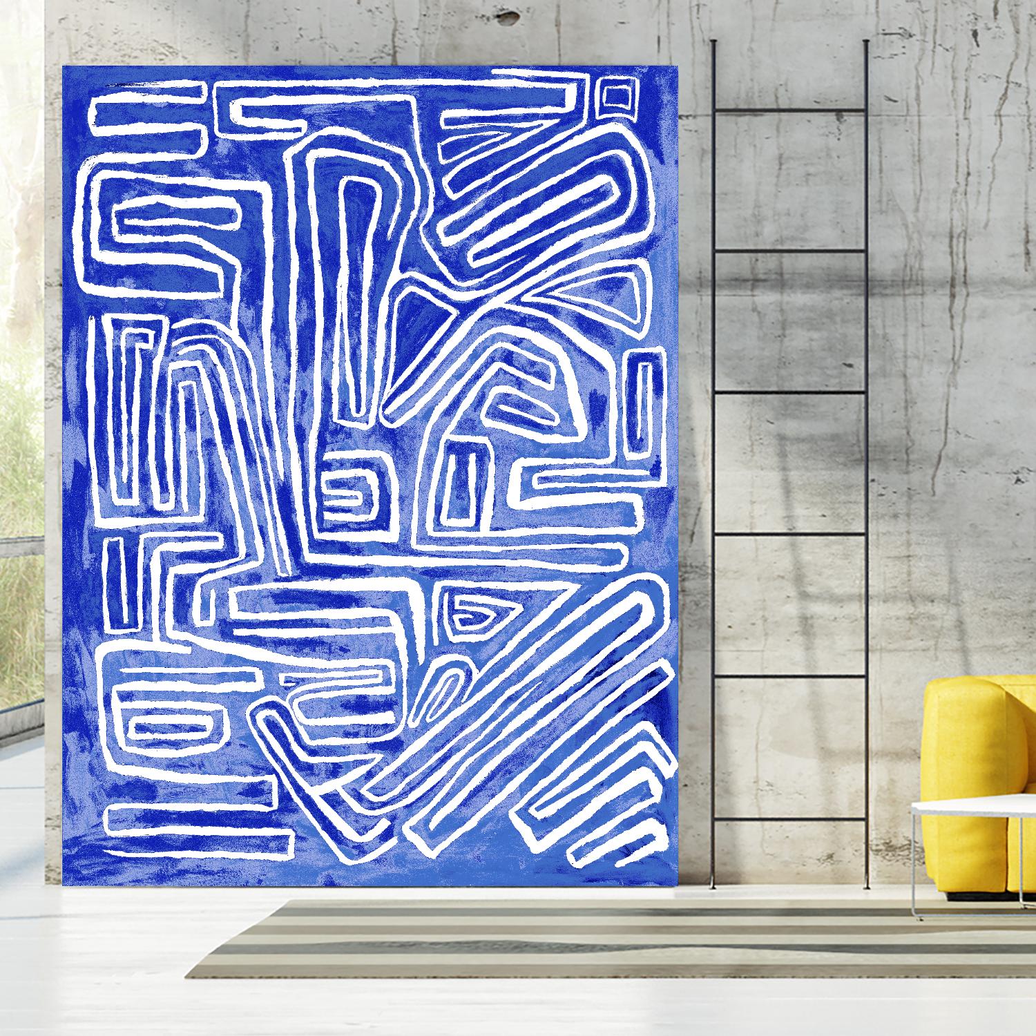 Centric - Cobalt-20 by Lori Dubois on GIANT ART - blue linear ton sur ton