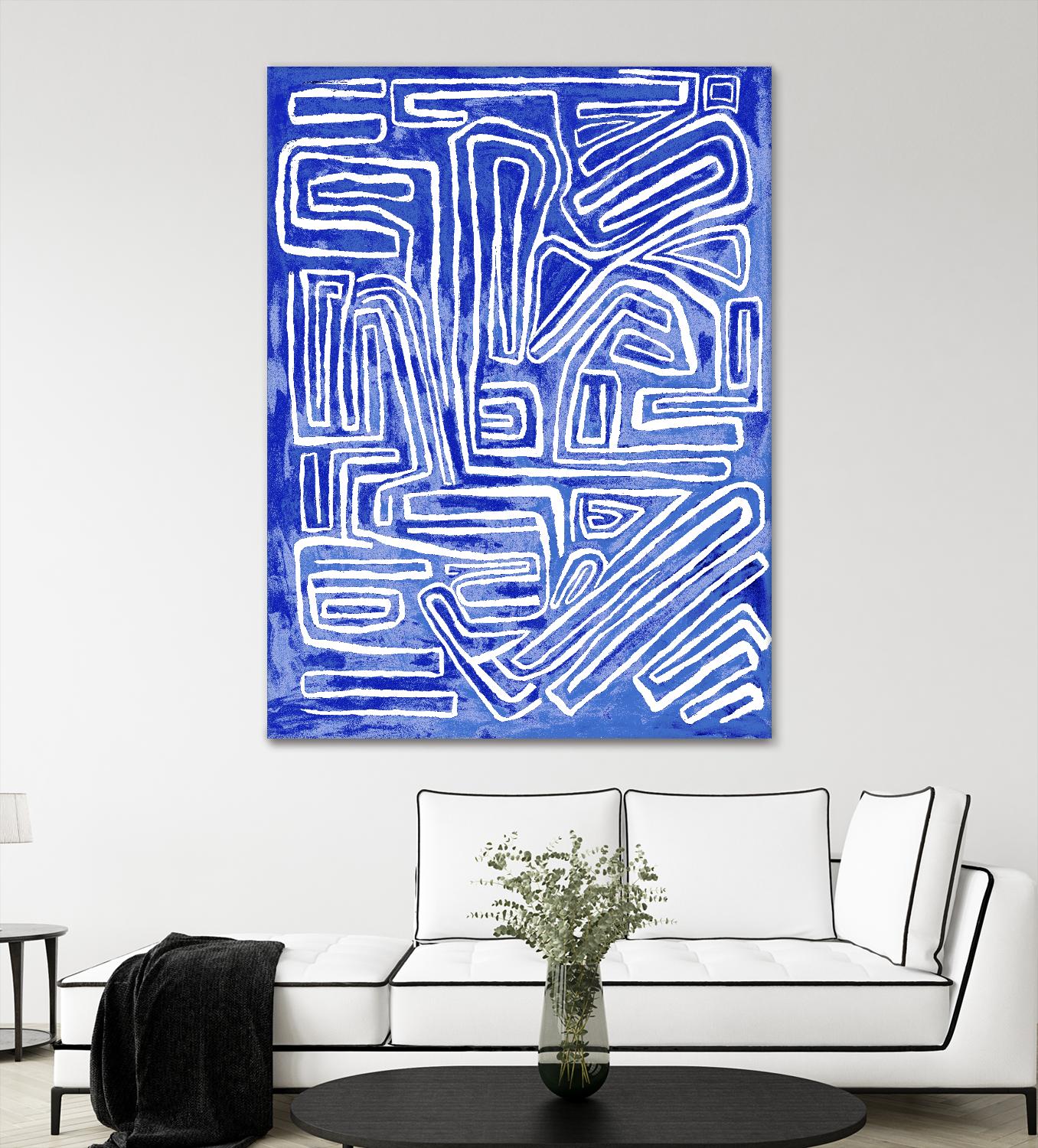 Centric - Cobalt-20 by Lori Dubois on GIANT ART - blue linear ton sur ton