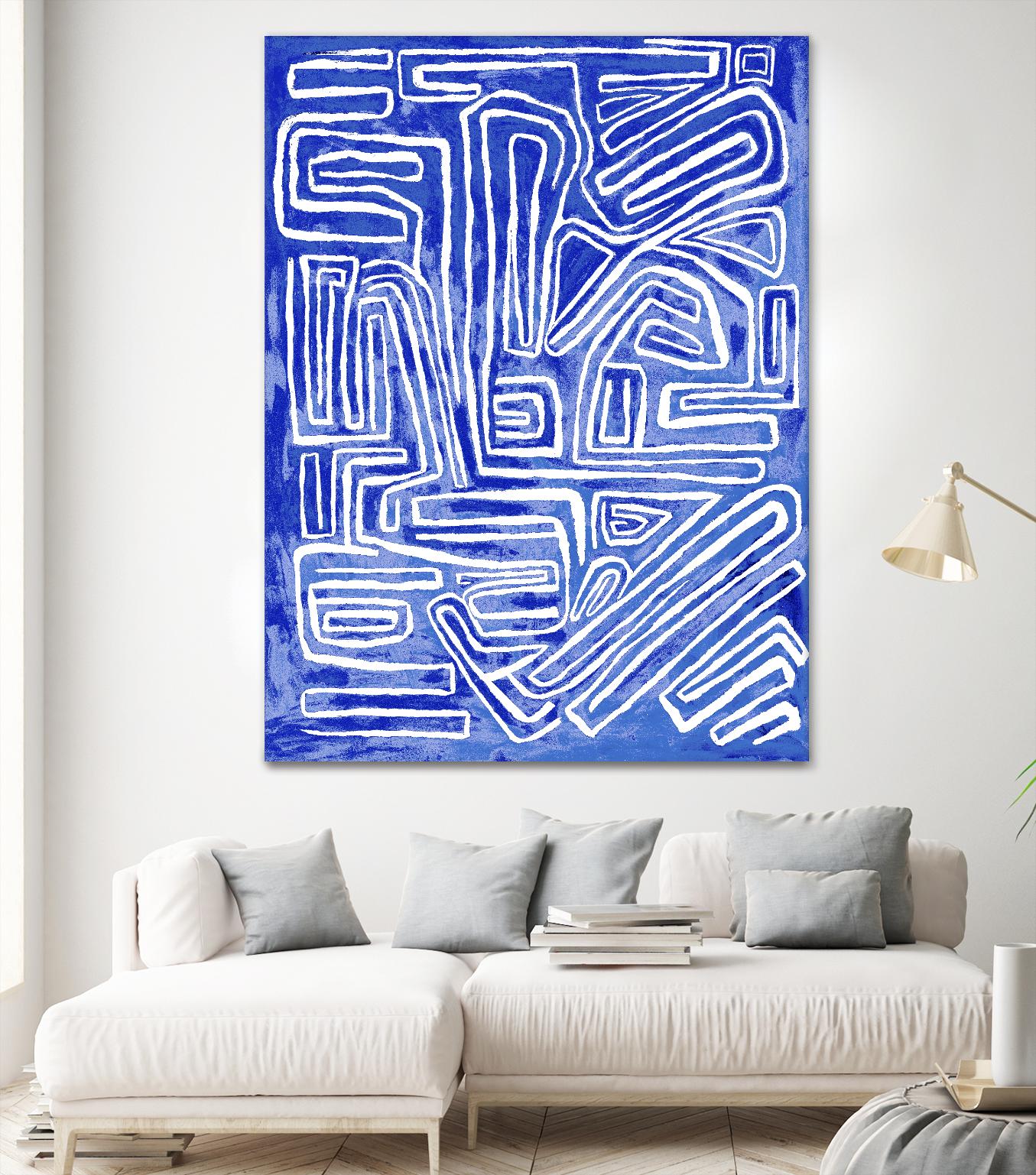 Centric - Cobalt-20 by Lori Dubois on GIANT ART - blue linear ton sur ton