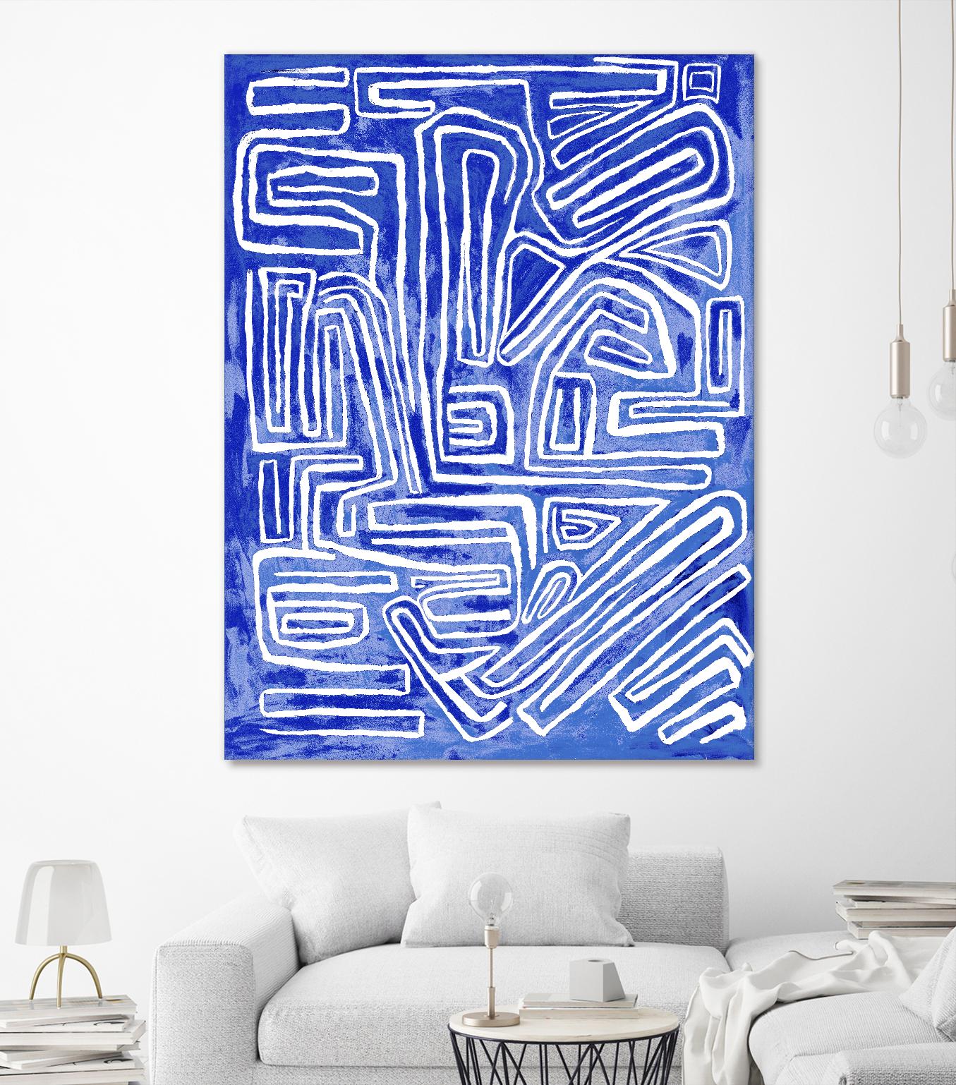 Centric - Cobalt-20 by Lori Dubois on GIANT ART - blue linear ton sur ton