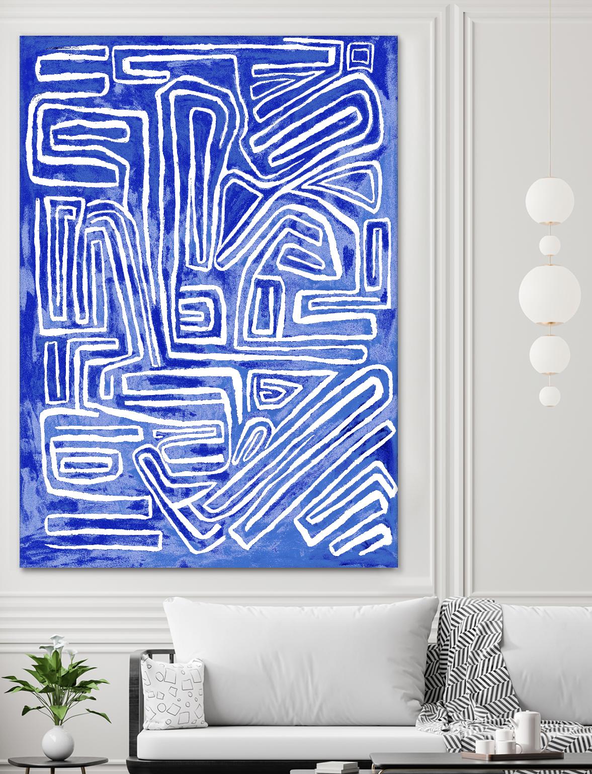 Centric - Cobalt-20 by Lori Dubois on GIANT ART - blue linear ton sur ton