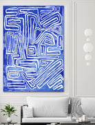 Centric - Cobalt-20 by Lori Dubois on GIANT ART - blue linear ton sur ton