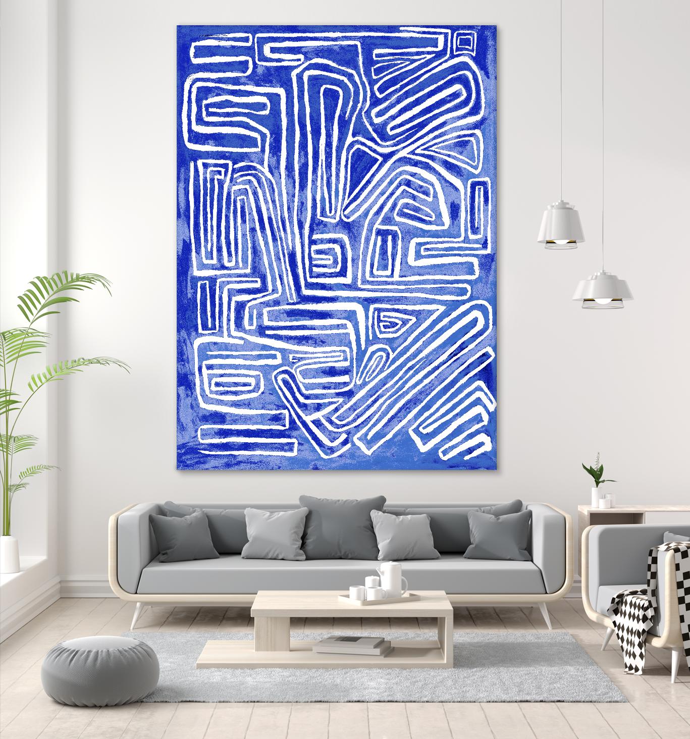 Centric - Cobalt-20 by Lori Dubois on GIANT ART - blue linear ton sur ton