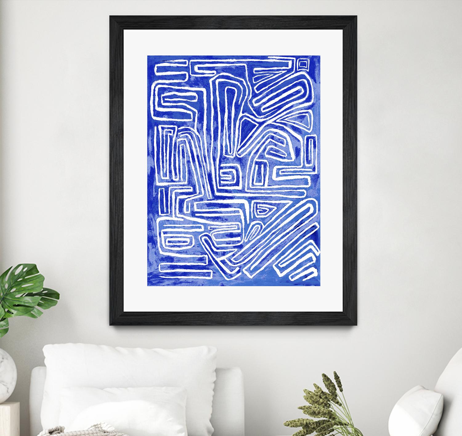 Centric - Cobalt-20 by Lori Dubois on GIANT ART - blue linear ton sur ton