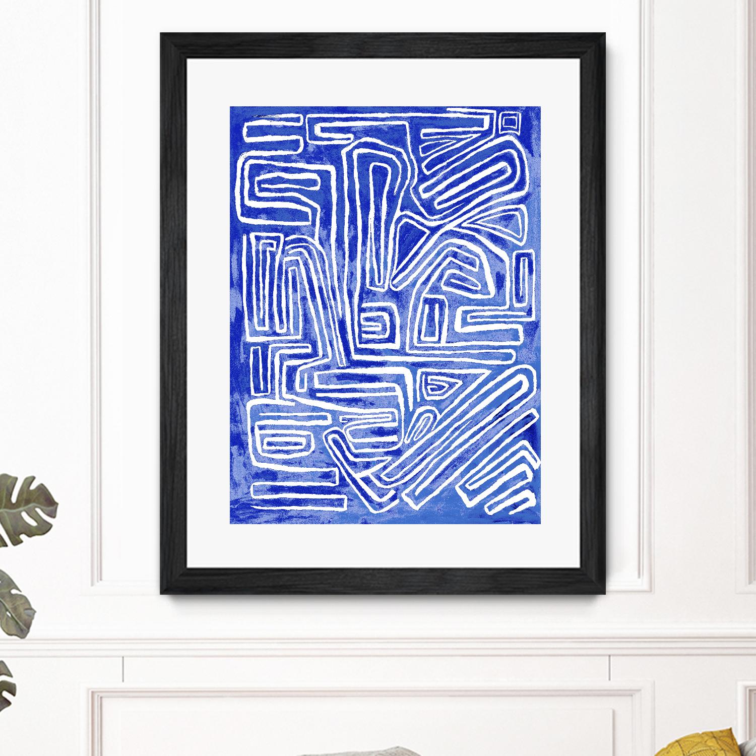Centric - Cobalt-20 by Lori Dubois on GIANT ART - blue linear ton sur ton