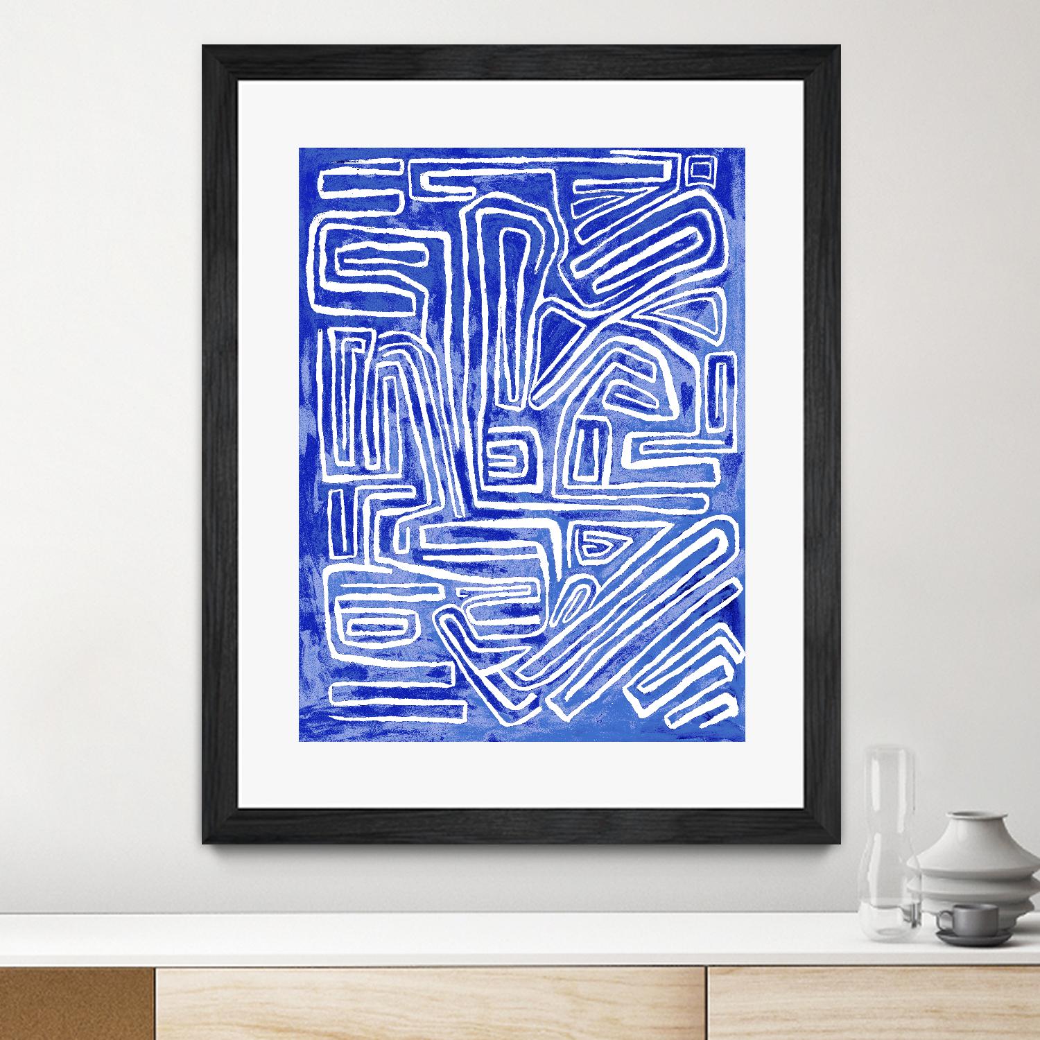 Centric - Cobalt-20 by Lori Dubois on GIANT ART - blue linear ton sur ton