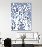 Vine and Dove - Med Blue - 15 by Lori Dubois on GIANT ART - white linear grass