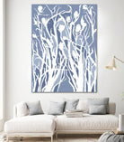 Vine and Dove - Med Blue - 15 by Lori Dubois on GIANT ART - white linear grass