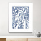 Vine and Dove - Med Blue - 15 by Lori Dubois on GIANT ART - white linear grass
