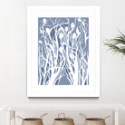 Vine and Dove - Med Blue - 15 by Lori Dubois on GIANT ART - white linear grass
