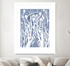 Vine and Dove - Med Blue - 15 by Lori Dubois on GIANT ART - white linear grass
