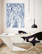 Vine and Dove - Med Blue - 15 by Lori Dubois on GIANT ART - white linear grass