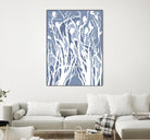 Vine and Dove - Med Blue - 15 by Lori Dubois on GIANT ART - white linear grass