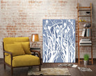 Vine and Dove - Med Blue - 15 by Lori Dubois on GIANT ART - white linear grass