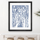 Vine and Dove - Med Blue - 15 by Lori Dubois on GIANT ART - white linear grass