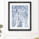 Vine and Dove - Med Blue - 15 by Lori Dubois on GIANT ART - white linear grass