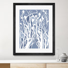 Vine and Dove - Med Blue - 15 by Lori Dubois on GIANT ART - white linear grass