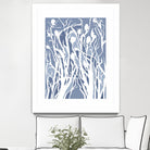 Vine and Dove - Med Blue - 15 by Lori Dubois on GIANT ART - white linear grass