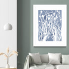 Vine and Dove - Med Blue - 15 by Lori Dubois on GIANT ART - white linear grass