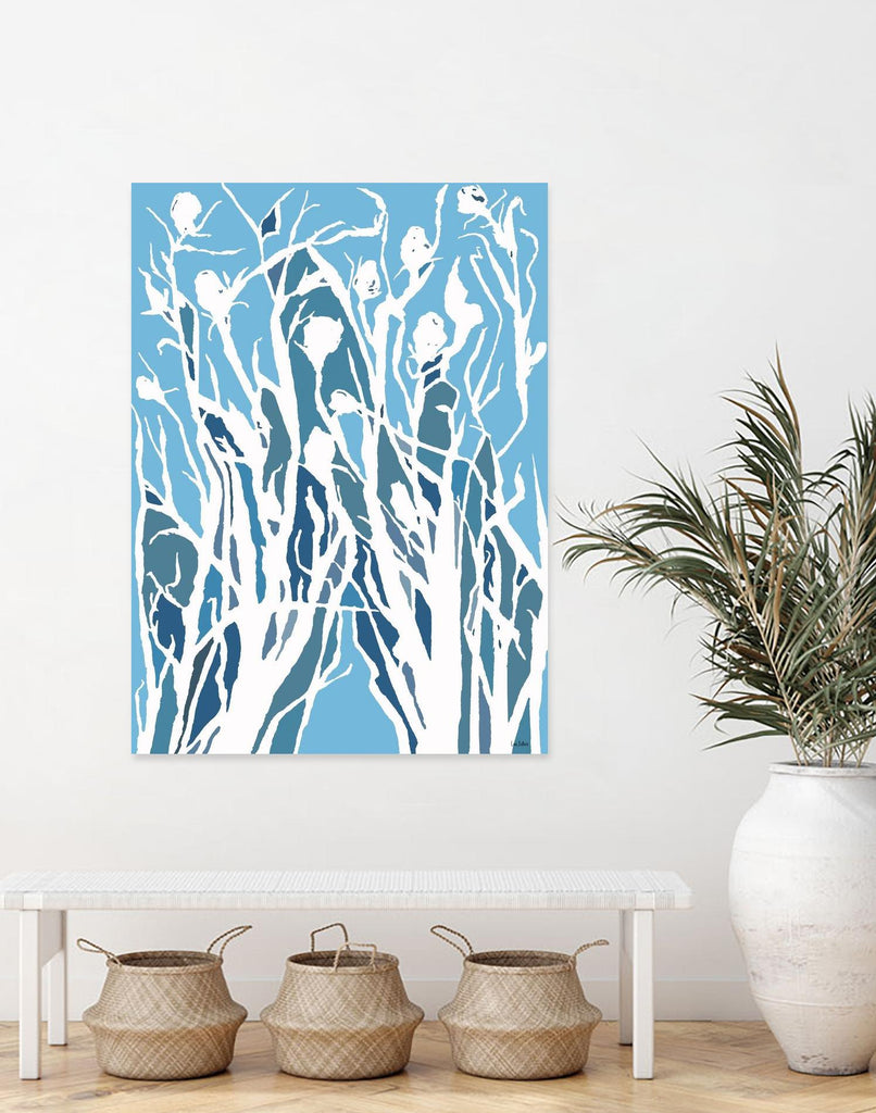 Vine and Dove - Shadow -27 by Lori Dubois on GIANT ART - blue linear grass