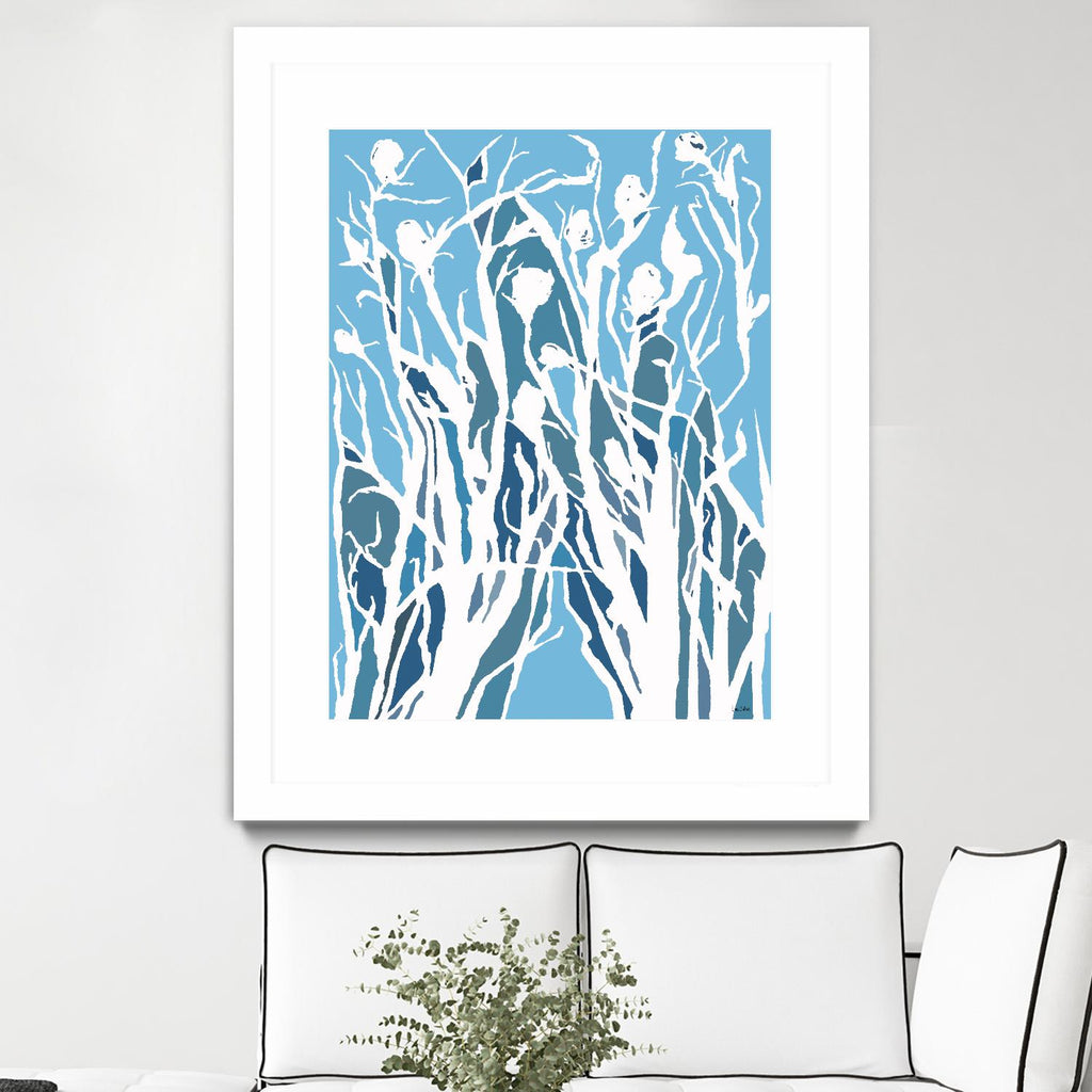 Vine and Dove - Shadow -27 by Lori Dubois on GIANT ART - blue linear grass