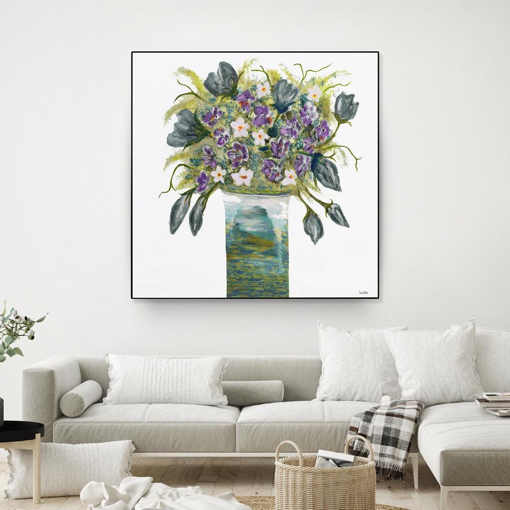 Bouquet de jardin - Bleu - 4 par Lori Dubois sur GIANT ART - bouquet de fleurs blanches