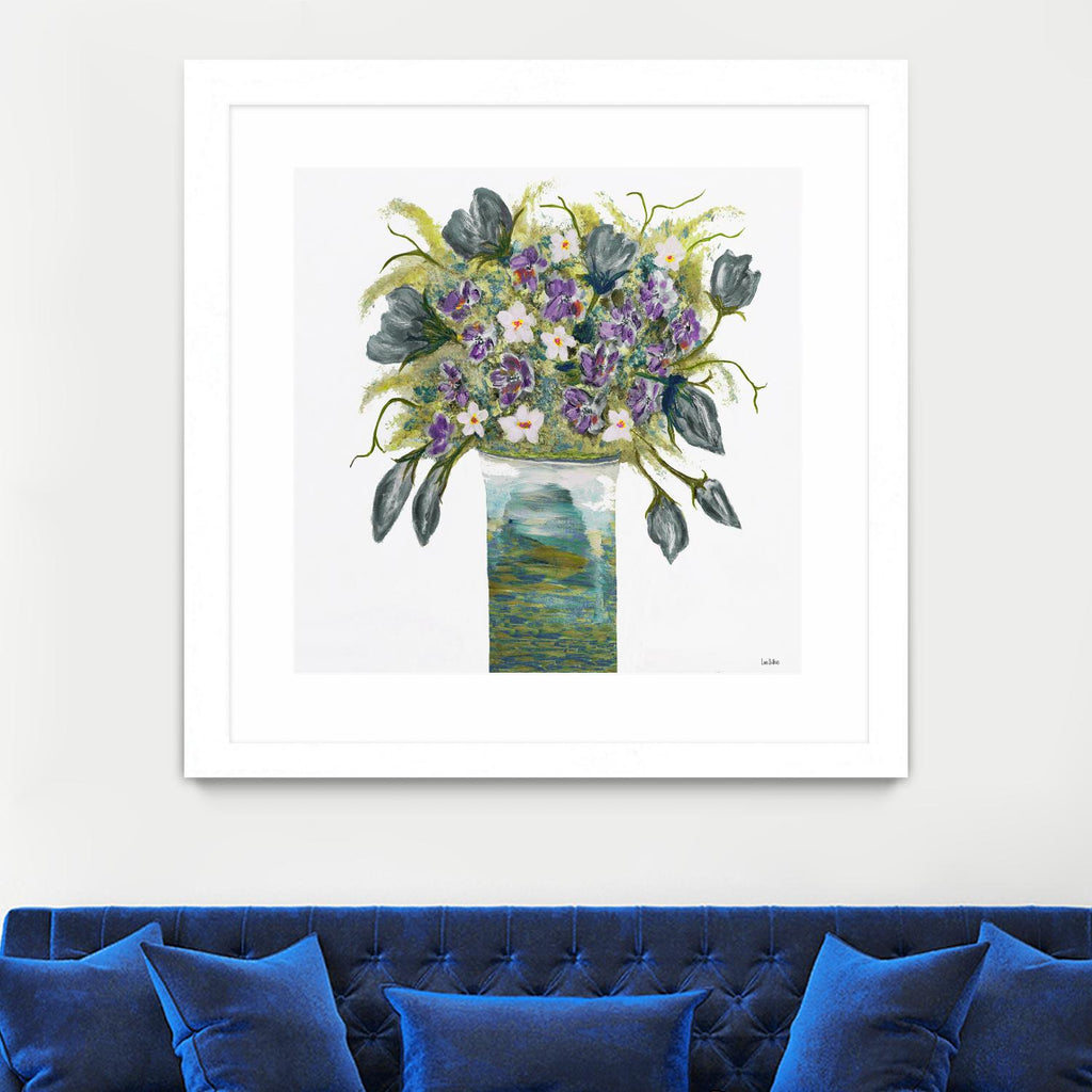 Bouquet de jardin - Bleu - 4 par Lori Dubois sur GIANT ART - bouquet de fleurs blanches