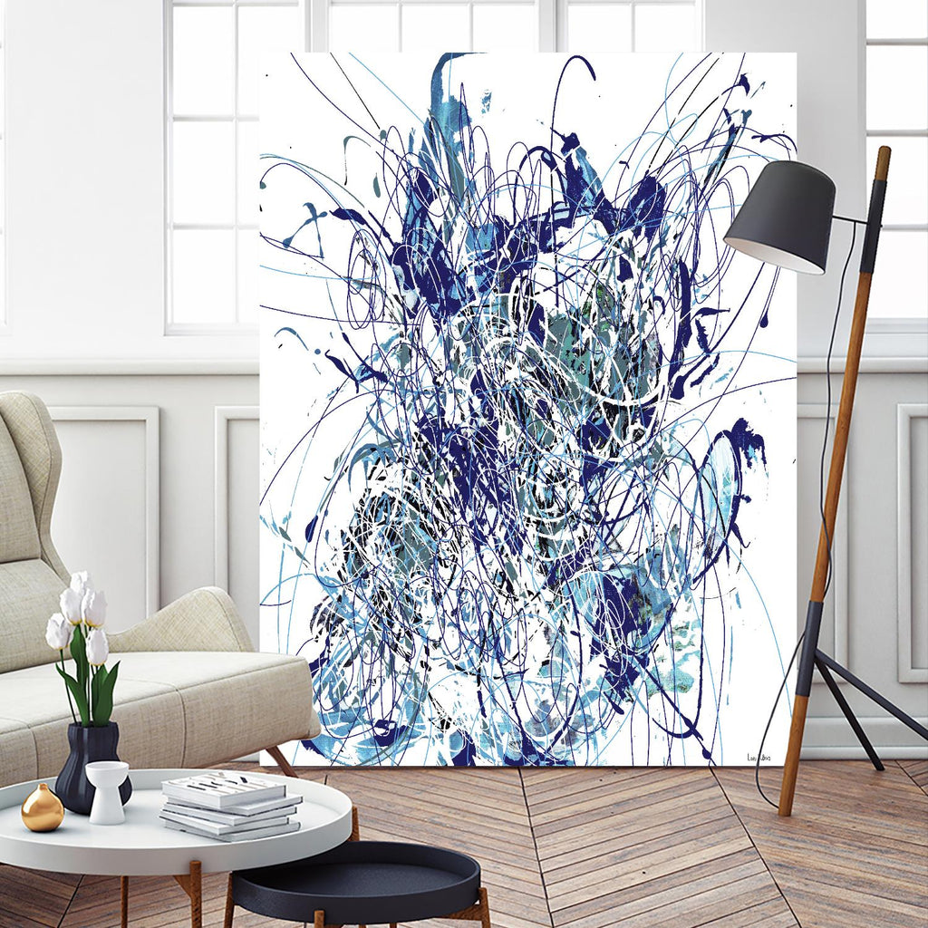 Weave - Blue - 1 by Lori Dubois on GIANT ART - blue linear mixed up