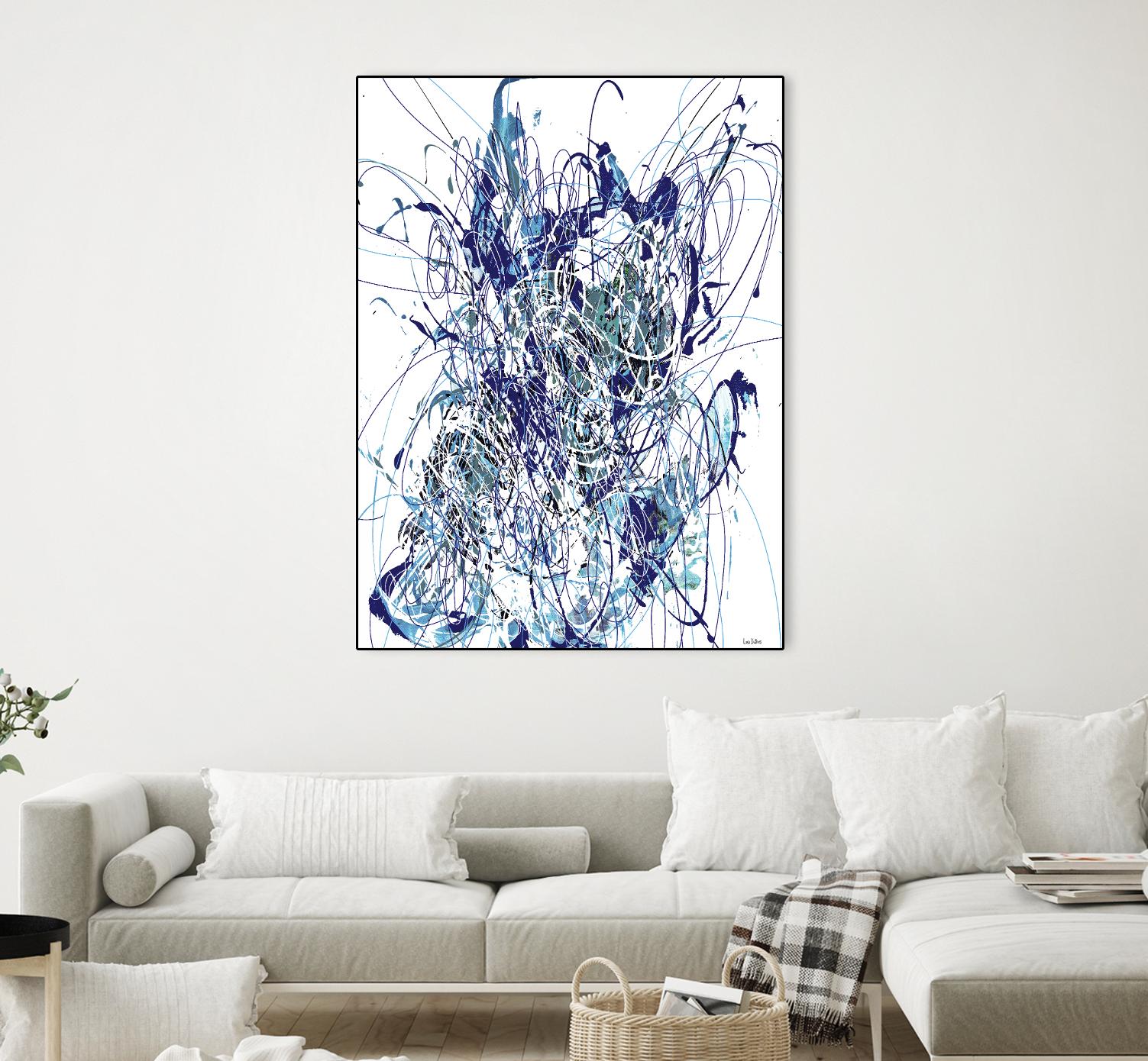 Weave - Blue - 1 by Lori Dubois on GIANT ART - blue linear mixed up