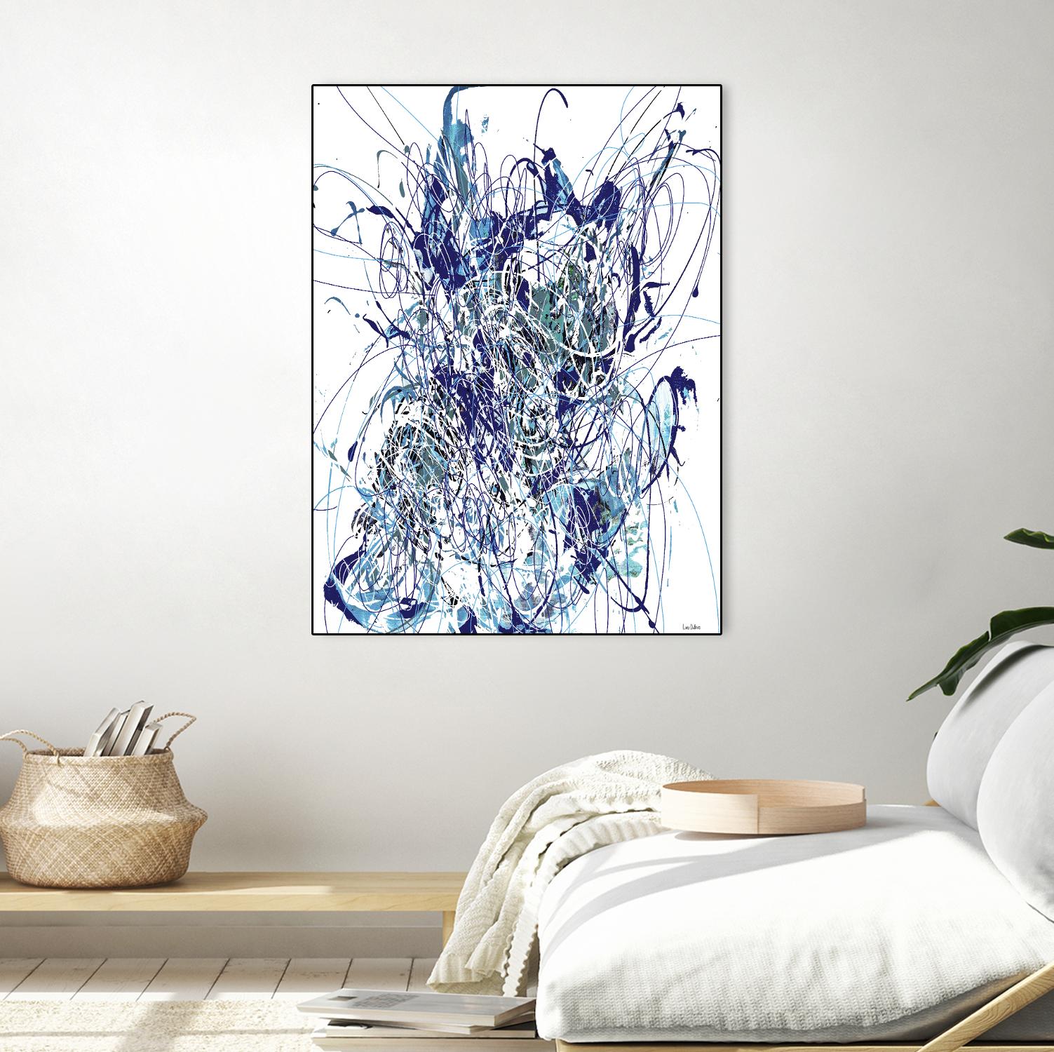 Weave - Blue - 1 by Lori Dubois on GIANT ART - blue linear mixed up