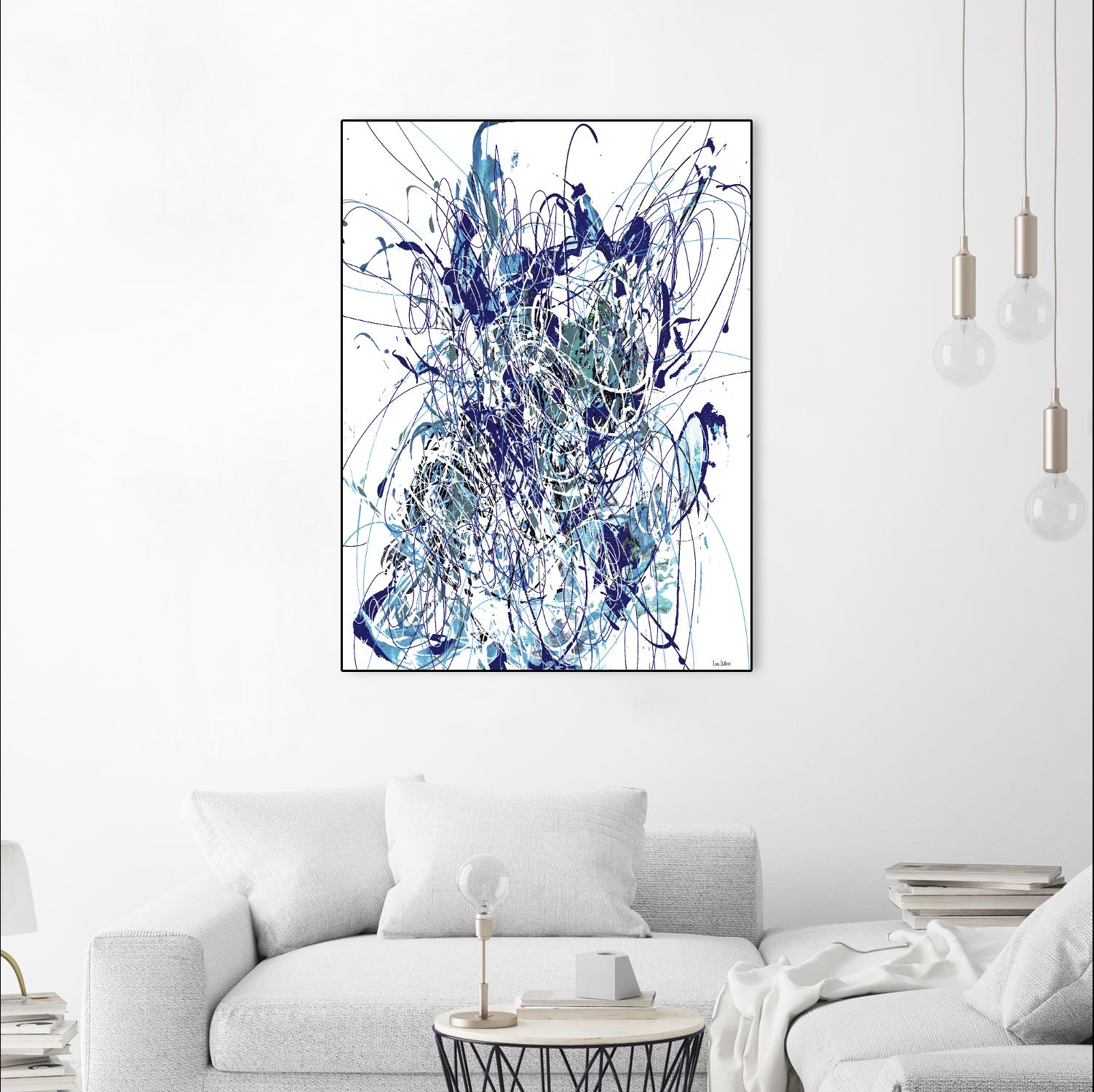 Weave - Blue - 1 by Lori Dubois on GIANT ART - blue linear mixed up
