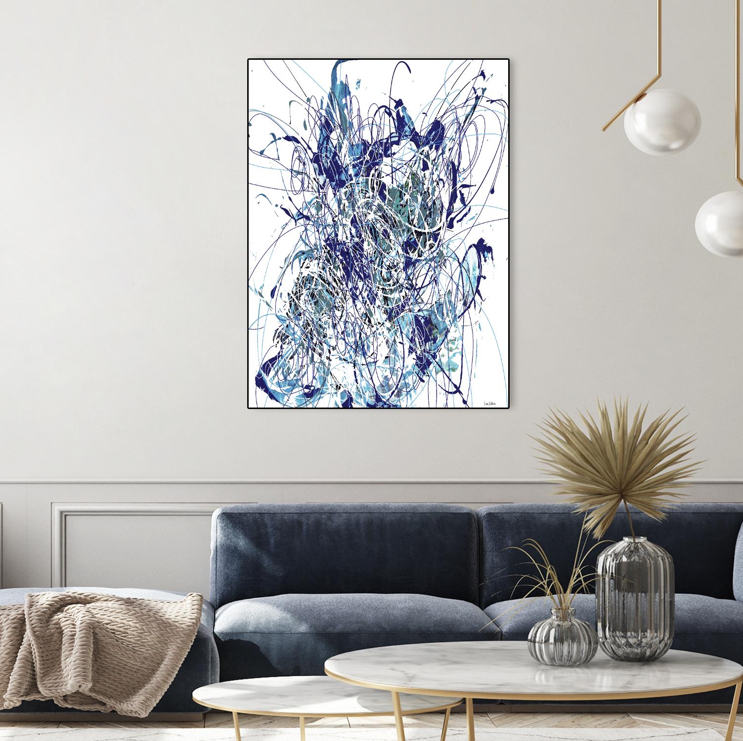 Weave - Blue - 1 by Lori Dubois on GIANT ART - blue linear mixed up