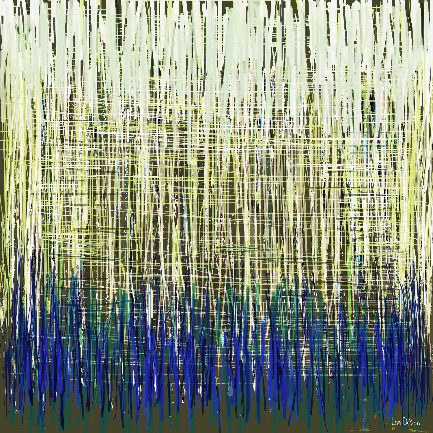 Weave -Blue Gold -C - 2 par Lori Dubois sur GIANT ART - lignes linéaires bleues