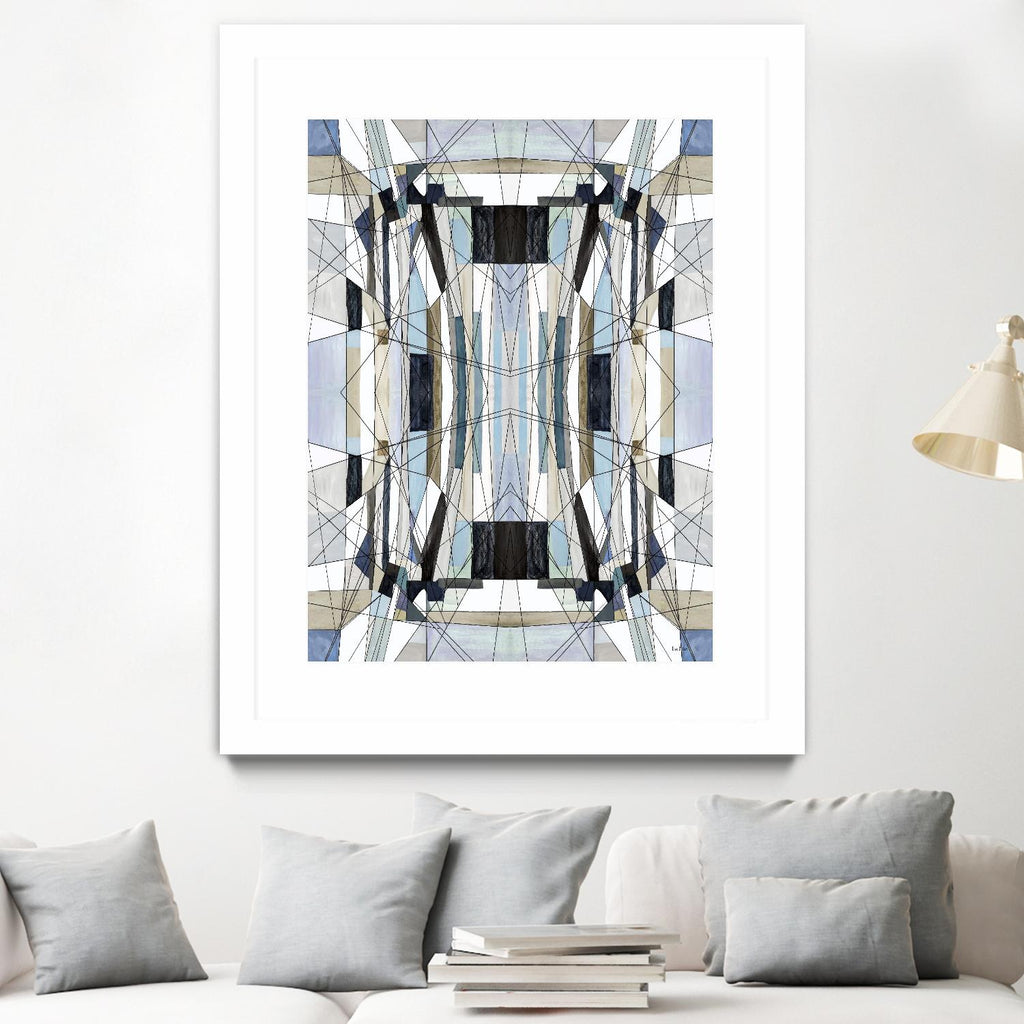 Flagship by Lori Dubois on GIANT ART - blue linear angled black lines