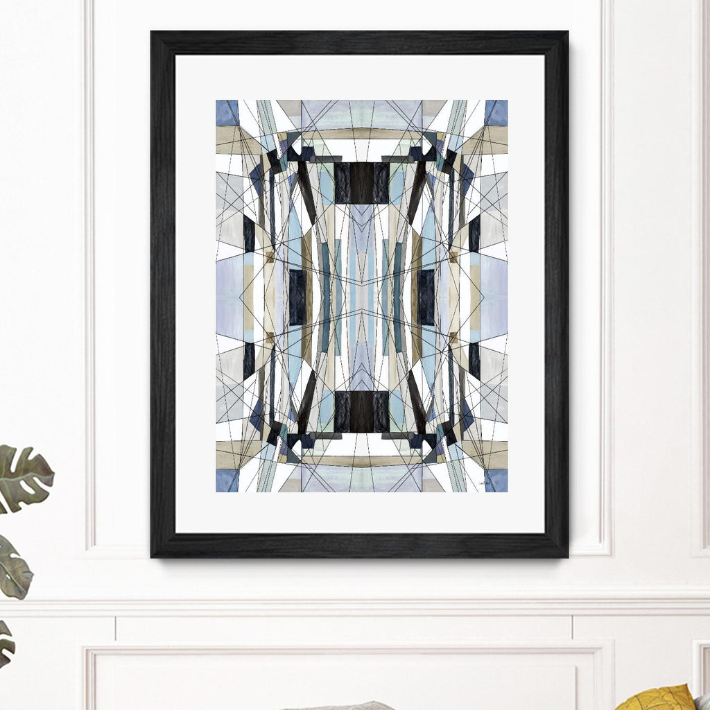 Flagship by Lori Dubois on GIANT ART - blue linear angled black lines