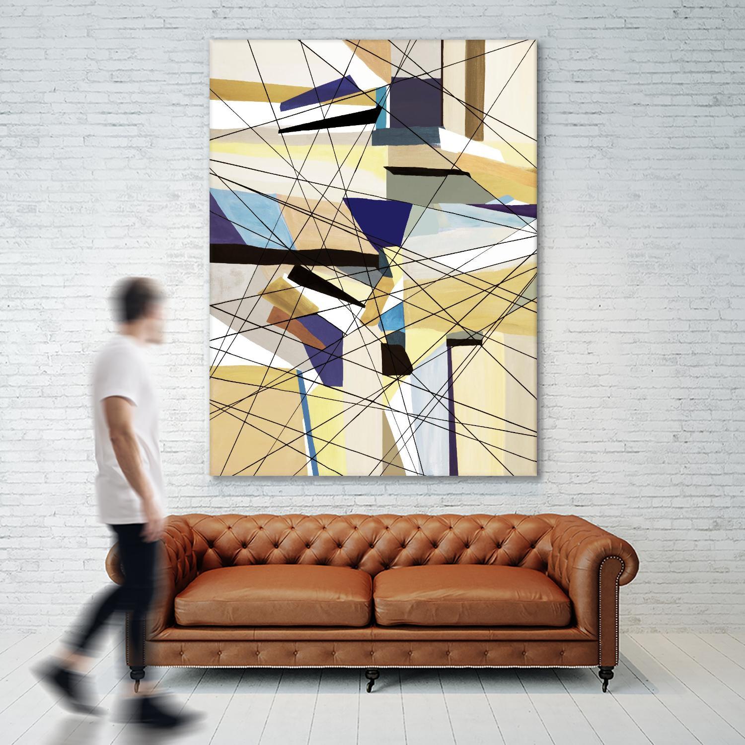 Navigation by Lori Dubois on GIANT ART - beige linear angled black lines