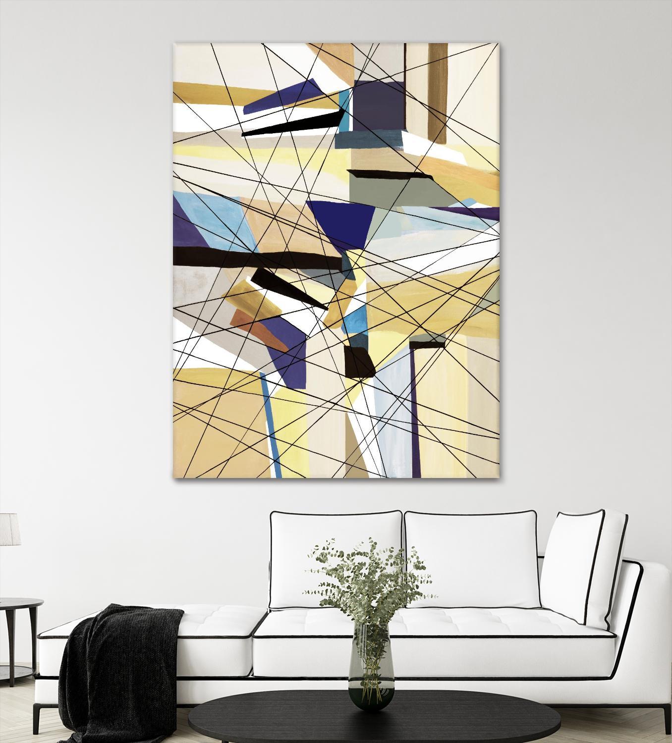 Navigation by Lori Dubois on GIANT ART - beige linear angled black lines