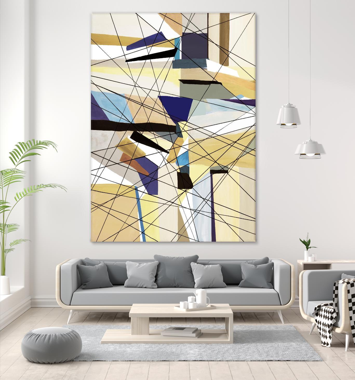 Navigation by Lori Dubois on GIANT ART - beige linear angled black lines