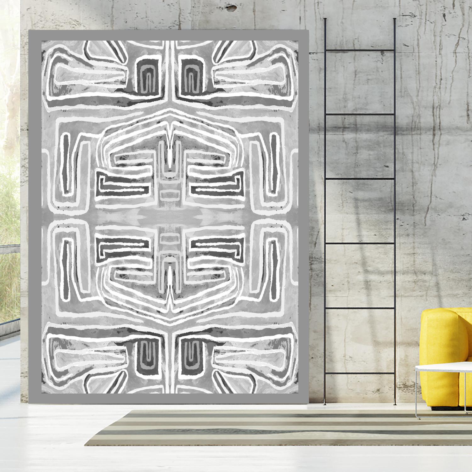 Dynasty-III by Lori Dubois on GIANT ART - white patterns gray border