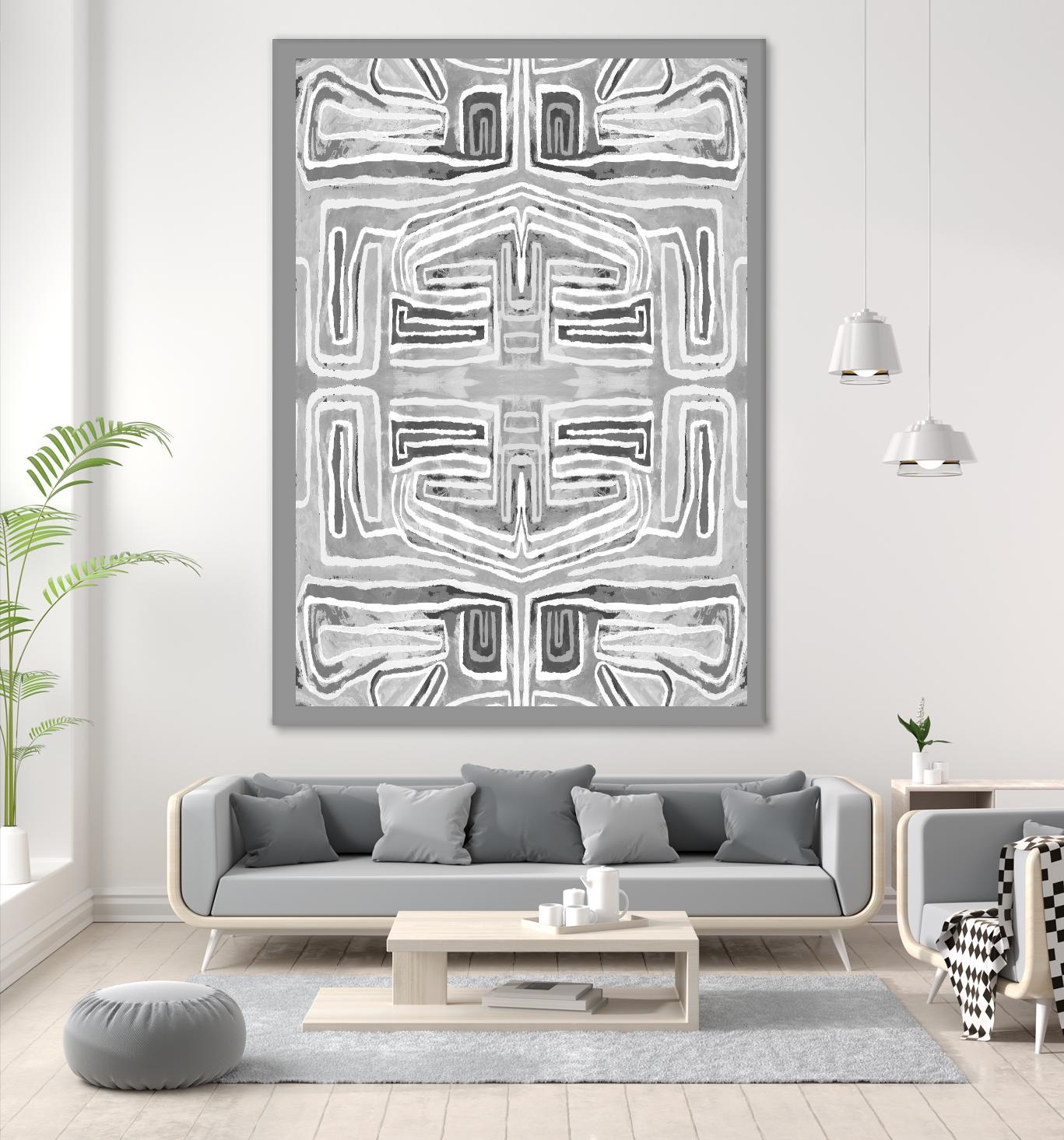 Dynasty-III by Lori Dubois on GIANT ART - white patterns gray border